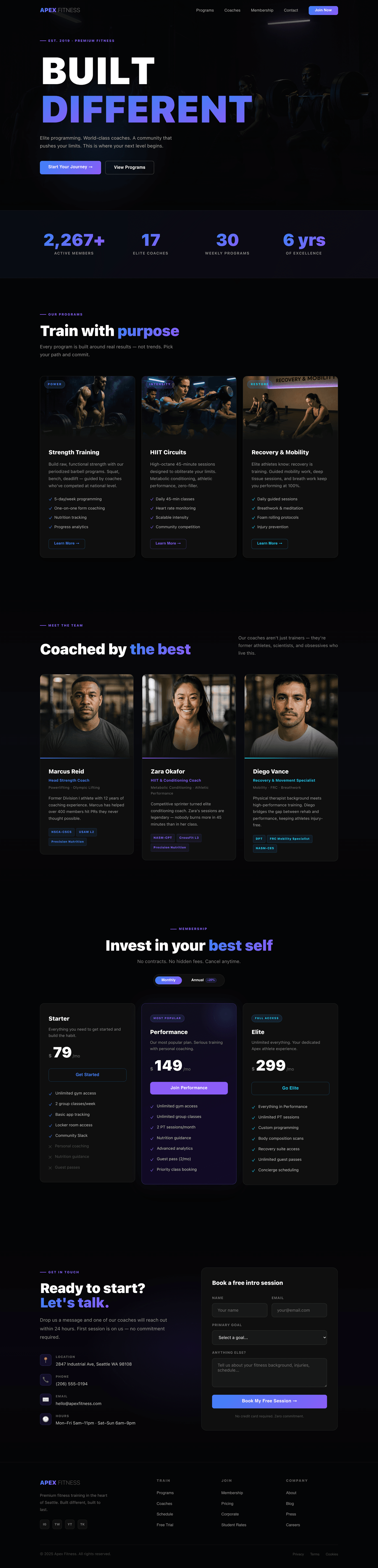 Apex Fitness — full page preview